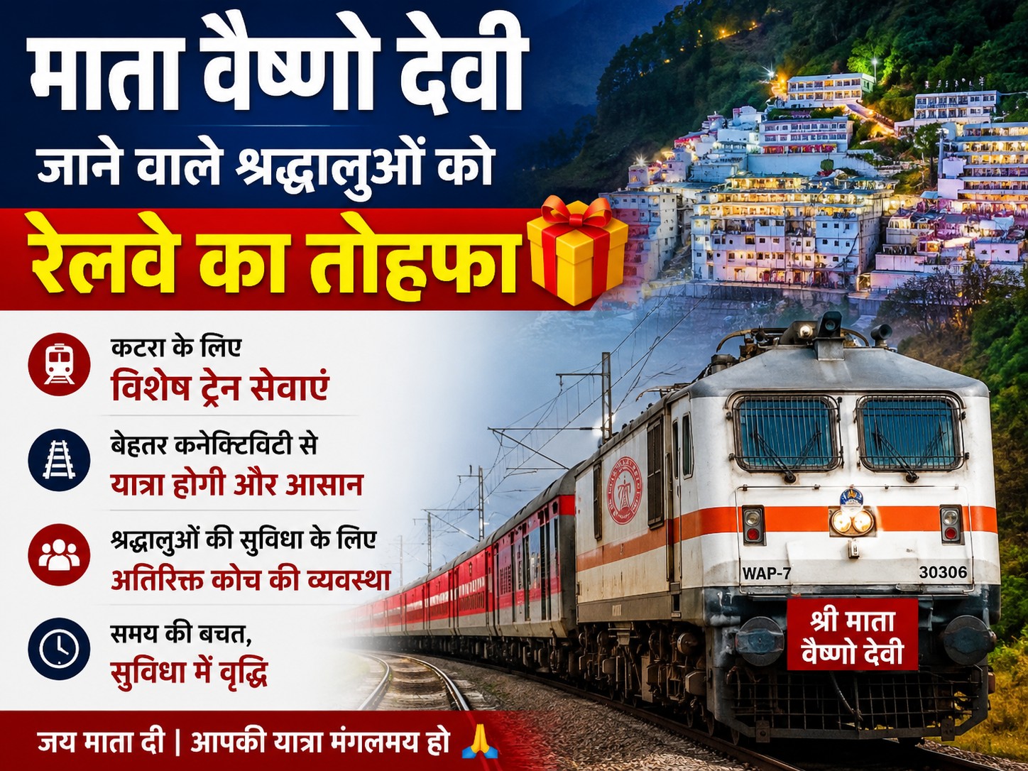 Mata Vaishno Devi जाने वाले श्रद्धालुओं के लिए रेलवे ने दिया बड़ा तोहफा, 14 जून से Punjab सहित कई राज्यों में चलेगी नई ट्रेन